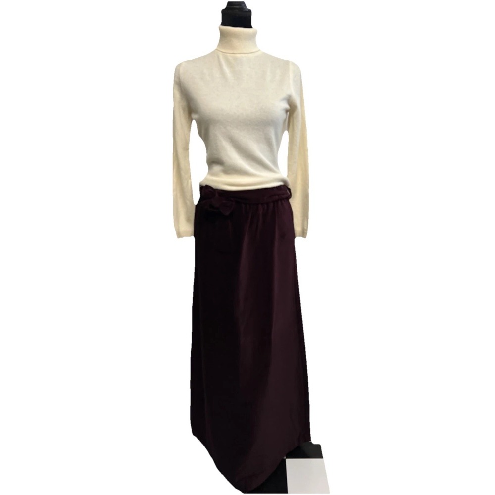 Vintage Velvet Burgundy Maxi Skirt Womens 7/8 Belt Gothic Vampire Witchy Boho